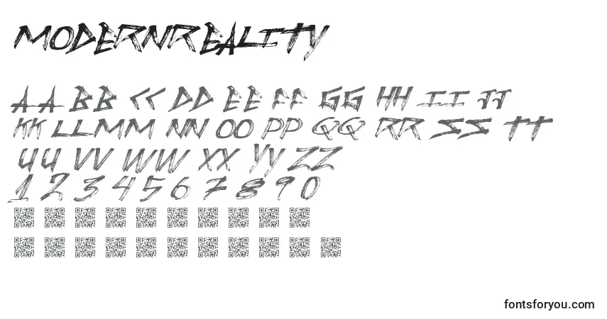 Schriftart Modernreality – Alphabet, Zahlen, spezielle Symbole