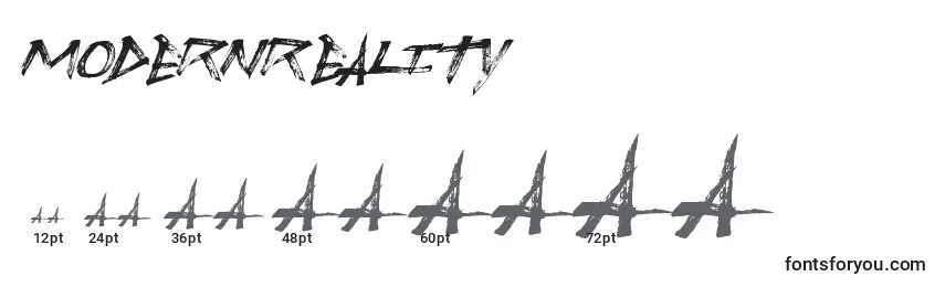 Размеры шрифта Modernreality