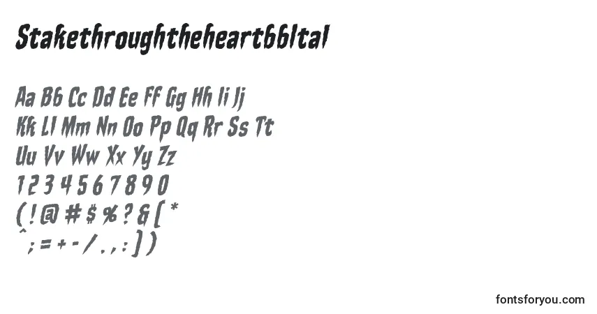 Schriftart StakethroughtheheartbbItal (100640) – Alphabet, Zahlen, spezielle Symbole