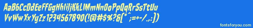 StakethroughtheheartbbItal Font – Yellow Fonts on Blue Background