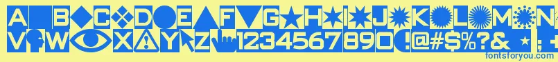 Swishbuttonsnf Font – Blue Fonts on Yellow Background