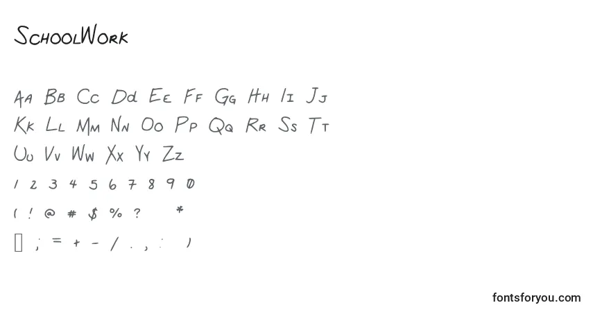 Czcionka SchoolWork – alfabet, cyfry, specjalne znaki