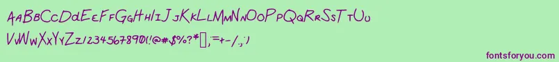 SchoolWork Font – Purple Fonts on Green Background