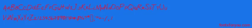 SchoolWork Font – Red Fonts on Blue Background