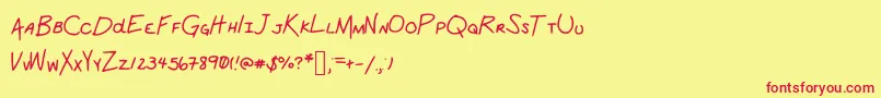 SchoolWork Font – Red Fonts on Yellow Background