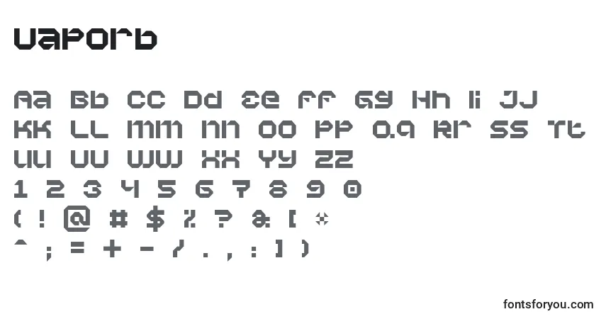 Czcionka Vaporb – alfabet, cyfry, specjalne znaki