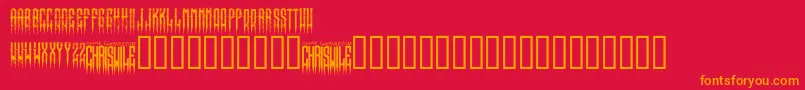 フォントXspikedRegular – 赤い背景にオレンジの文字