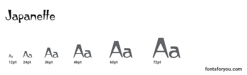 Размеры шрифта Japanette