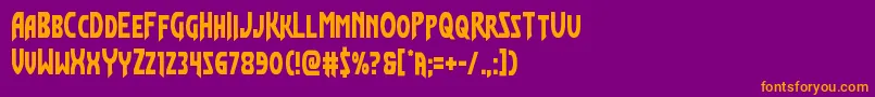 Weitere Informationen zur Flashrogersstraightcond-Schriftart Flashrogersstraightcond-Schriftart – Orangefarbene Schriften auf violettem Hintergrund