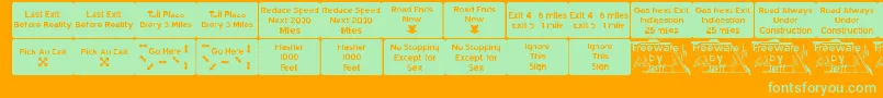 RoadToNowhereJl Font – Green Fonts on Orange Background