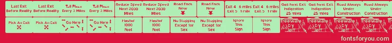 RoadToNowhereJl Font – Green Fonts on Red Background