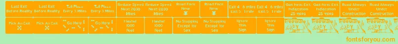 RoadToNowhereJl Font – Orange Fonts on Green Background