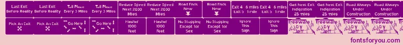 RoadToNowhereJl Font – Purple Fonts on Pink Background