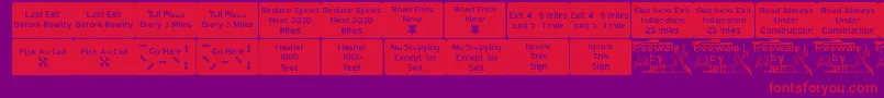 RoadToNowhereJl Font – Red Fonts on Purple Background