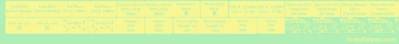 RoadToNowhereJl-fontti – keltaiset fontit vihreällä taustalla