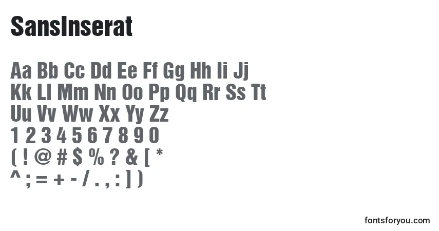Czcionka SansInserat – alfabet, cyfry, specjalne znaki