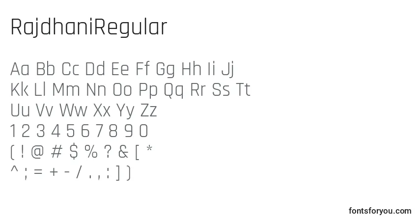 A fonte RajdhaniRegular – alfabeto, números, caracteres especiais