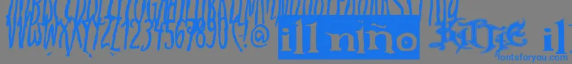 フォントDistl – 灰色の背景に青い文字