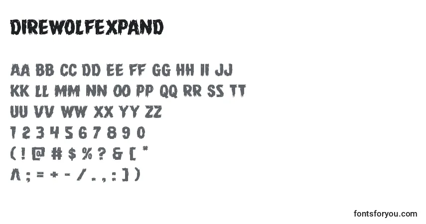 A fonte Direwolfexpand – alfabeto, números, caracteres especiais