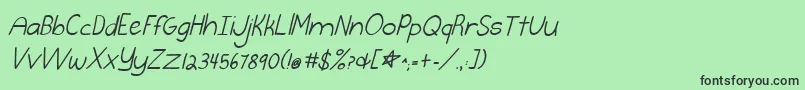 Fonte Burstmybubbleitalic – fontes pretas em um fundo verde