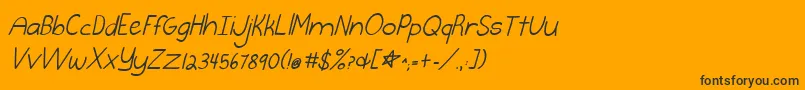 Fonte Burstmybubbleitalic – fontes pretas em um fundo laranja