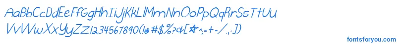 フォントBurstmybubbleitalic – 白い背景に青い文字