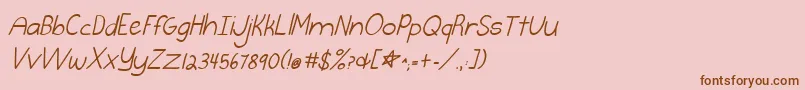 フォントBurstmybubbleitalic – ピンクの背景に茶色のフォント