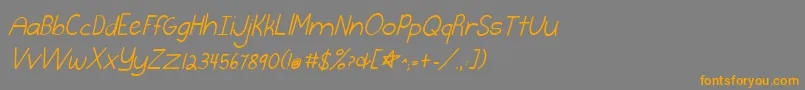 フォントBurstmybubbleitalic – オレンジの文字は灰色の背景にあります。