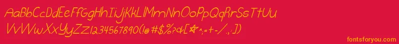 Fonte Burstmybubbleitalic – fontes laranjas em um fundo vermelho