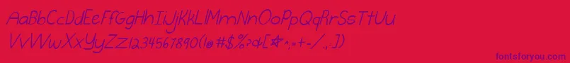 Burstmybubbleitalic-Schriftart – Violette Schriften auf rotem Hintergrund