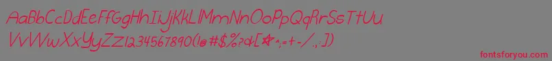 フォントBurstmybubbleitalic – 赤い文字の灰色の背景