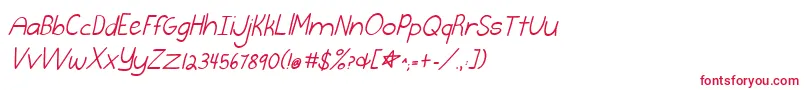 フォントBurstmybubbleitalic – 白い背景に赤い文字