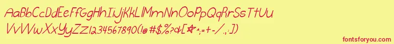 Шрифт Burstmybubbleitalic – красные шрифты на жёлтом фоне