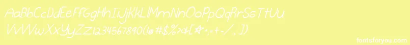 Fonte Burstmybubbleitalic – fontes brancas em um fundo amarelo