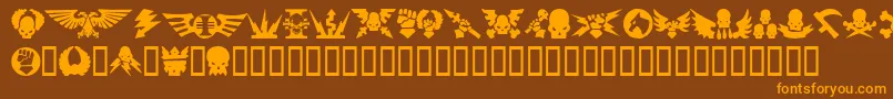Imperial1-Schriftart – Orangefarbene Schriften auf braunem Hintergrund