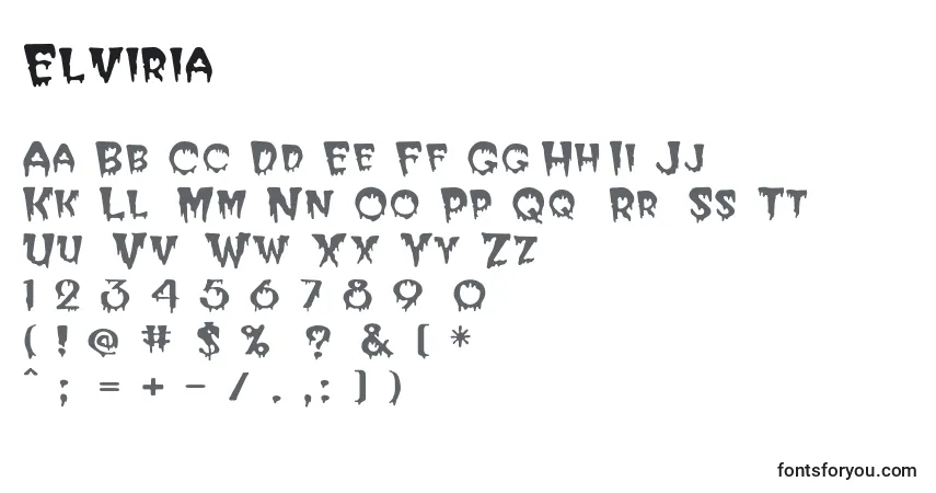 Czcionka Elviria – alfabet, cyfry, specjalne znaki
