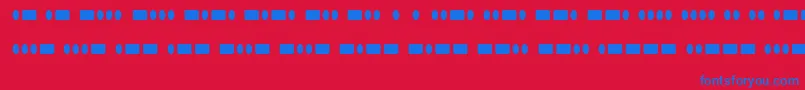 Radiohar-Schriftart – Blaue Schriften auf rotem Hintergrund