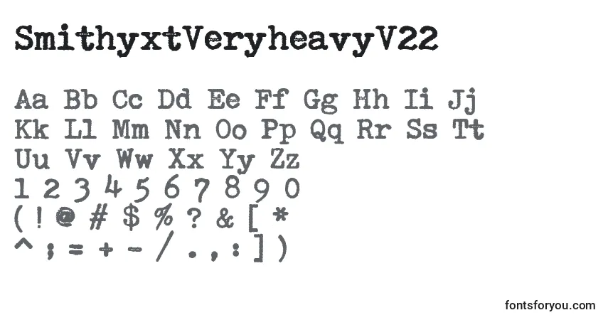 A fonte SmithyxtVeryheavyV22 – alfabeto, números, caracteres especiais