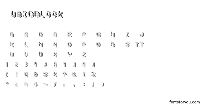 A fonte CubicblockS – alfabeto, números, caracteres especiais