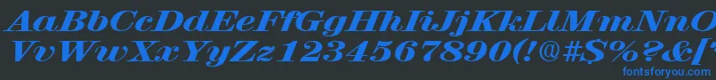RubyscriptbroadxboldRegular Font – Blue Fonts on Black Background