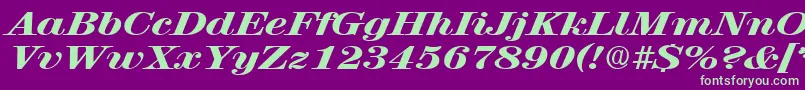 RubyscriptbroadxboldRegular Font – Green Fonts on Purple Background