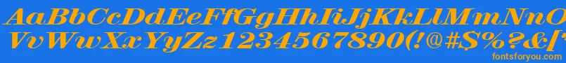 RubyscriptbroadxboldRegular Font – Orange Fonts on Blue Background