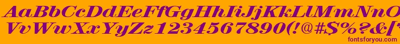 RubyscriptbroadxboldRegular Font – Purple Fonts on Orange Background