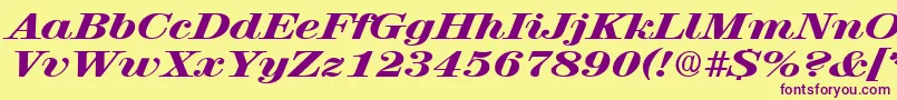 RubyscriptbroadxboldRegular Font – Purple Fonts on Yellow Background