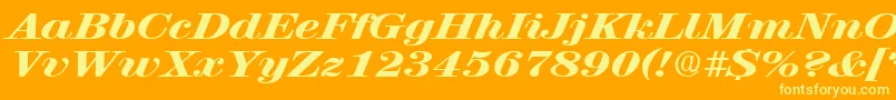 Czcionka RubyscriptbroadxboldRegular – żółte czcionki na pomarańczowym tle