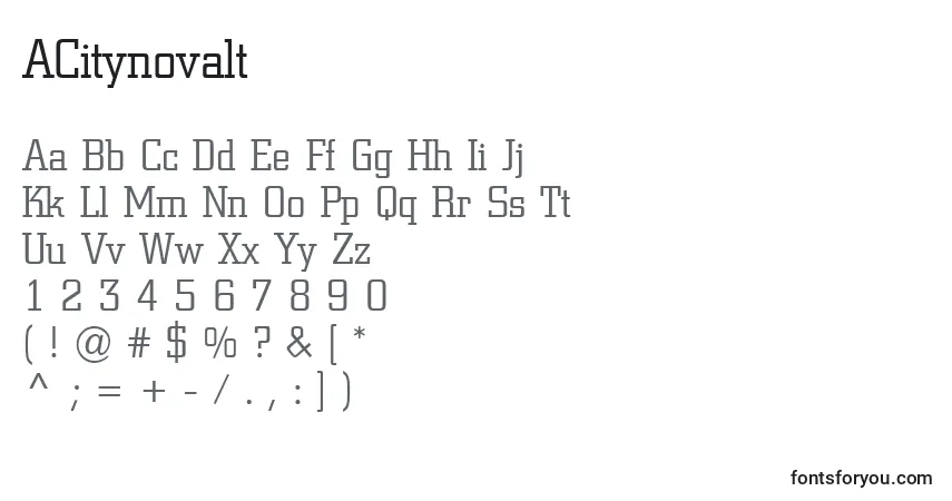 Schriftart ACitynovalt – Alphabet, Zahlen, spezielle Symbole
