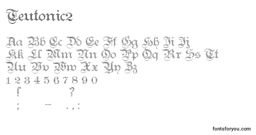 Teutonic2-fontti – aakkoset, numerot, erikoismerkit