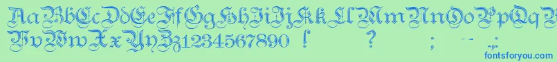 Teutonic2 Font – Blue Fonts on Green Background