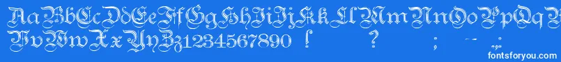 Teutonic2-Schriftart – Weiße Schriften auf blauem Hintergrund