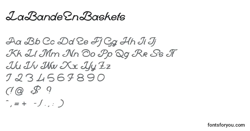 Schriftart LaBandeEnBaskets – Alphabet, Zahlen, spezielle Symbole